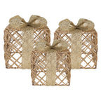Kerstdecoratie met LED-verlichting Cadeau 25 / 20 / 15 cm Goudkleurig Metaal