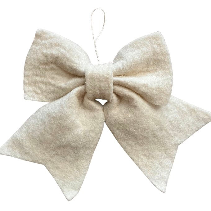 Luna-Leena strik groot hangerornament - gebroken wit - wol - handgemaakt in Nepal