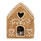 Gingerbread house met LED 8x6x10 cm Bruin Keramiek
