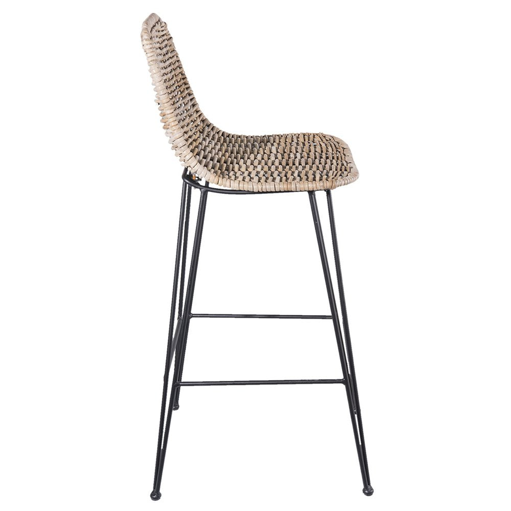 Barkruk 40x40x93 cm Bruin Rotan Kruk