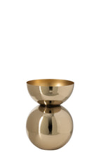 J-Line Ronde glanzende vaas - metaal - goud - small