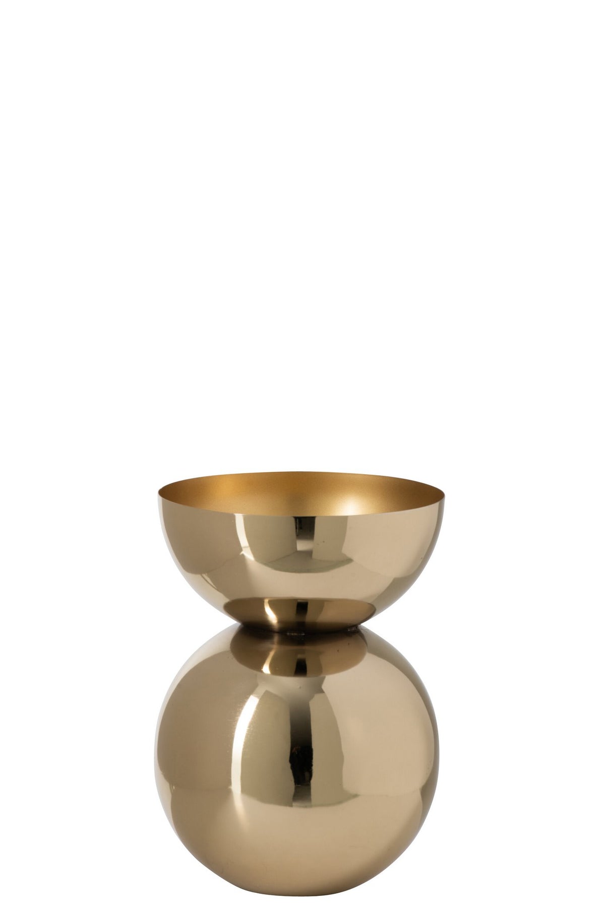 J-Line Ronde glanzende vaas - metaal - goud - small