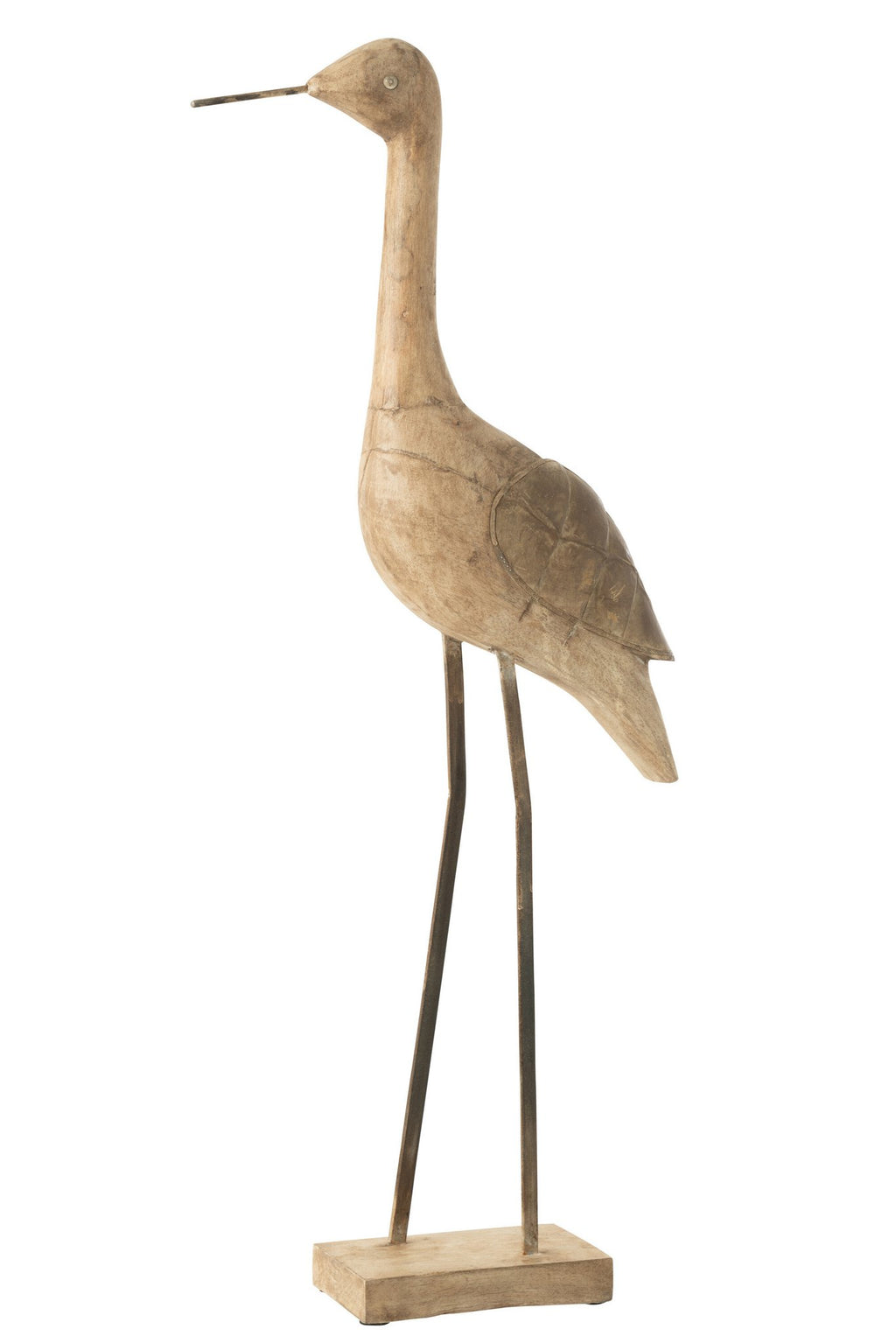 J-Line decoratie Vogel - hout/metaal - beige/zwart - large