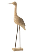J-Line decoratie Vogel - hout/metaal - beige/zwart - large