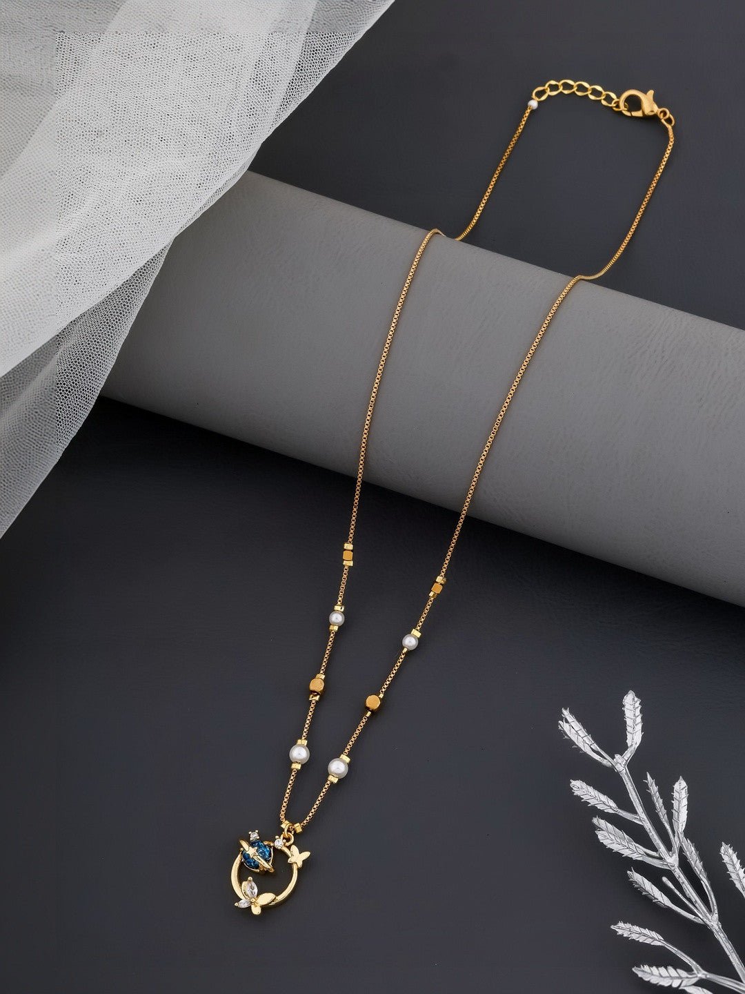 Messing vergulde ketting – mode-sieraden – kristal verfraaid