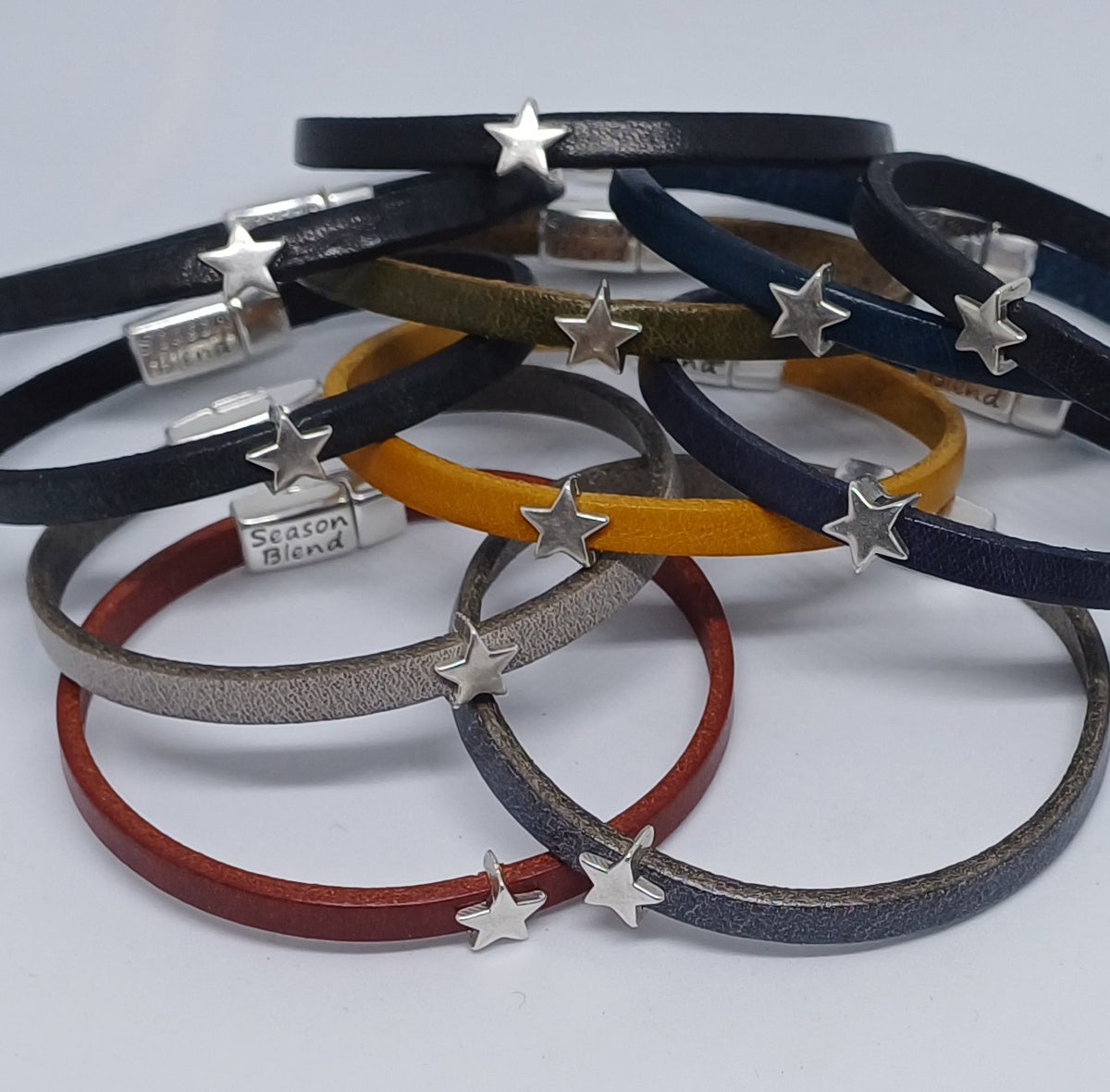 Semplice leren armband tiny star antiek zilver