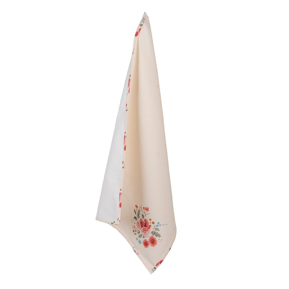 Theedoek 50x70 cm Beige Katoen Rozen Keukenhanddoek