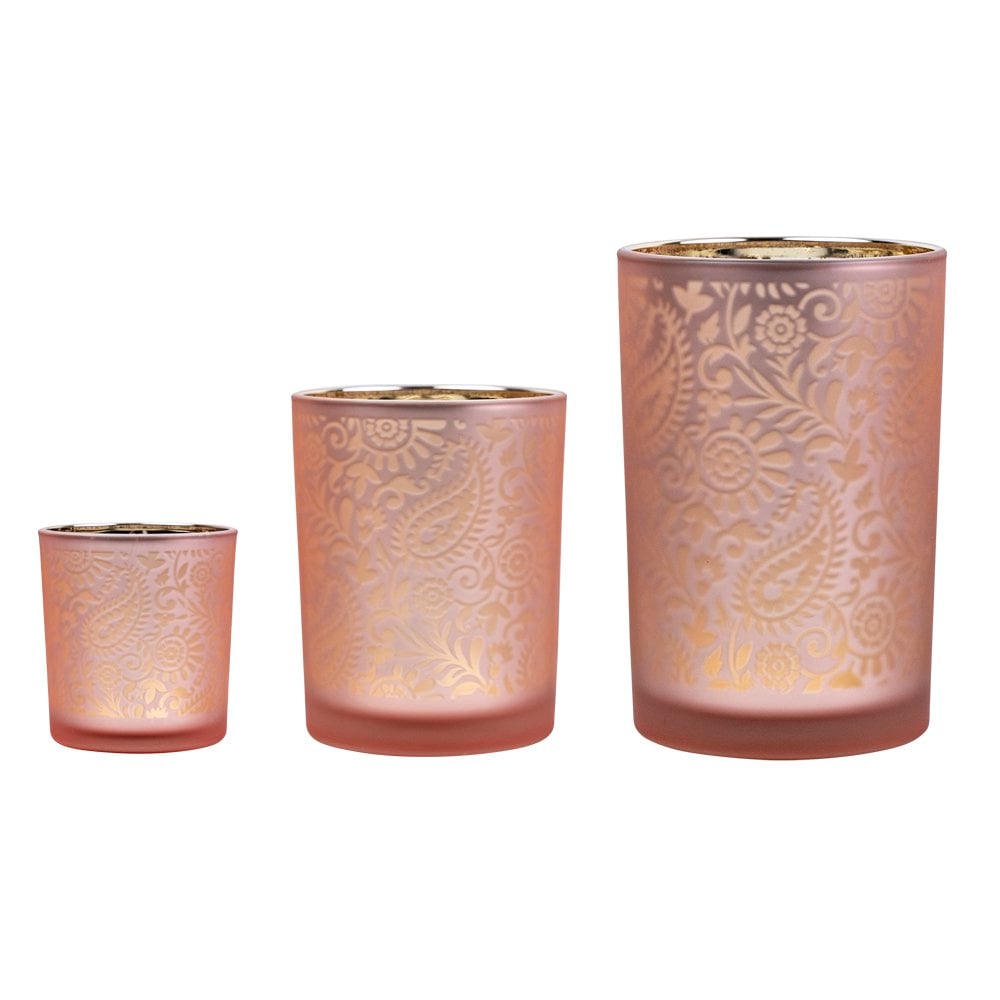 Theelichthouder paisley roze large 18cm*