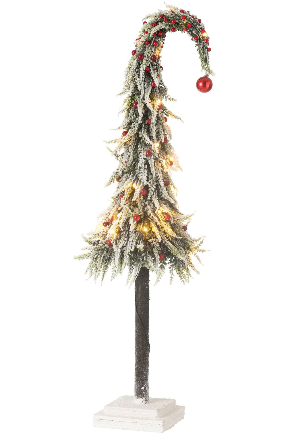 J-Line Kerstboom Muts+Led Kunststof Sneeuw Groen/Rood Large