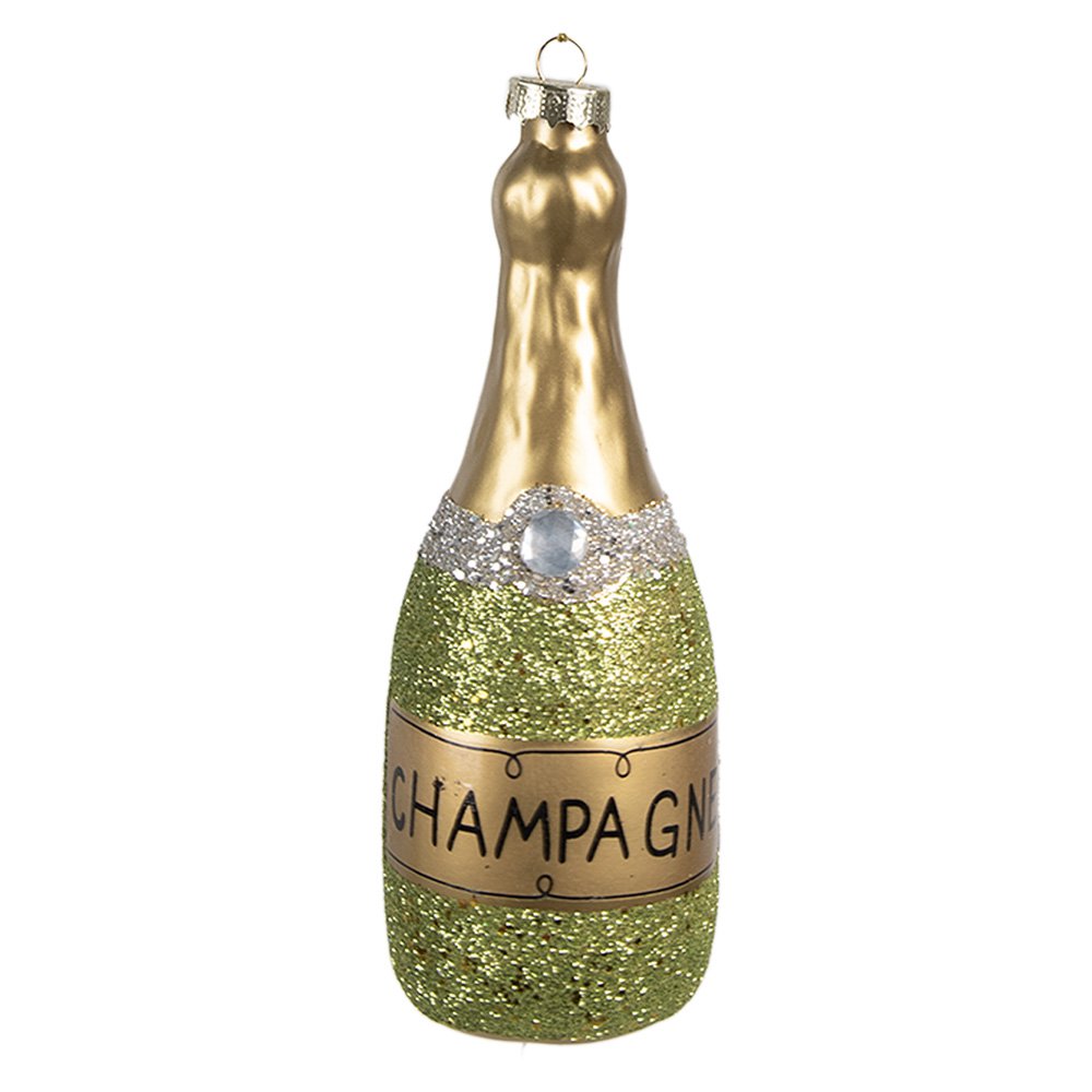 Kersthanger Fles 14 cm Groen Glas Kerstboomversiering