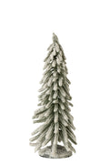 J-Line Kerstboom met sneeuw - PET - donkergroen/wit - medium