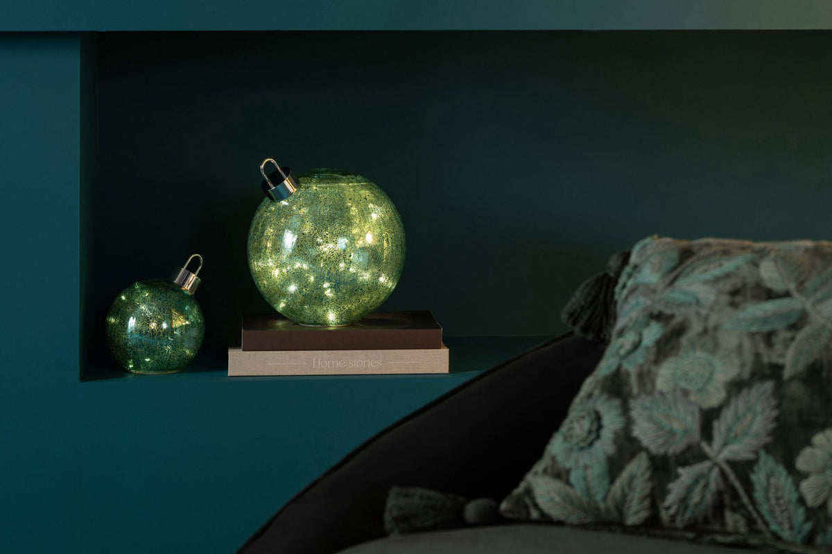 J-Line decoratie Bal - glas - turquoise - medium - LED