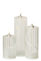 J-Line kaars Strepen - glas - transparant - L - LED