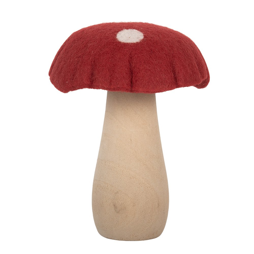 Decoratie Paddenstoel 12x12x15 cm Rood Vilt