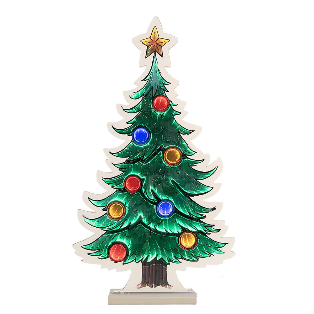Kerst Infinity Spiegel Lamp Kerstboom 38x7x67 cm Groen Kunststof