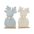 Rendier op voet hout/polyester 8x20x40cm grijs/beige