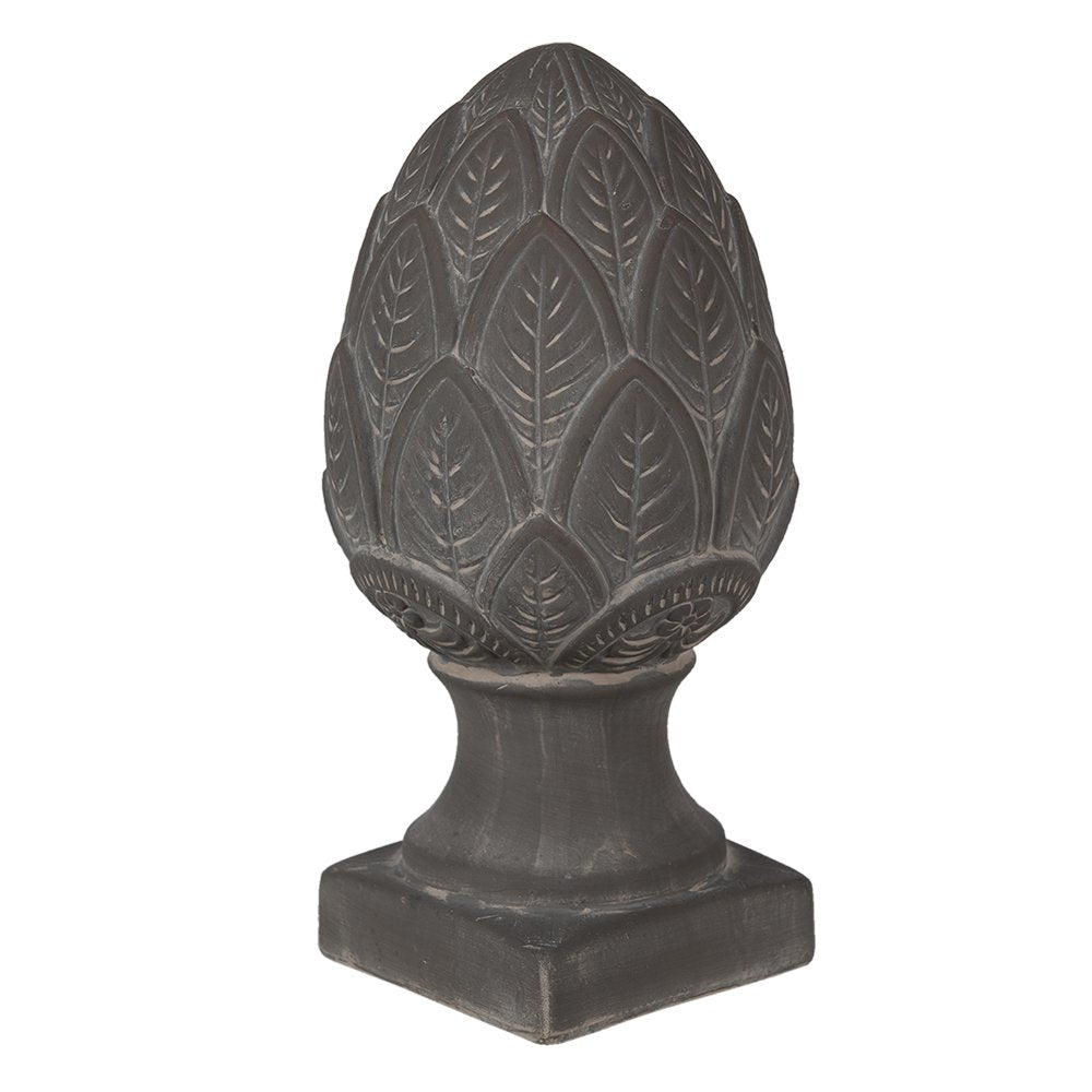 Beeld Dennenappel Ø 13x26 cm Grijs Steen Kerstdecoratie