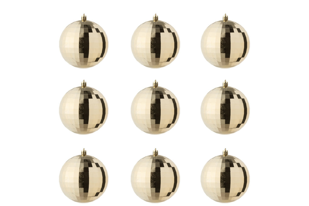 J-Line kerstbal Disco - kunststof - goud - doos van 9