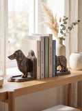 Boekensteunen Set van 2 Hond Teckel 23x8x13 cm Bruin IJzer Boekenhouders