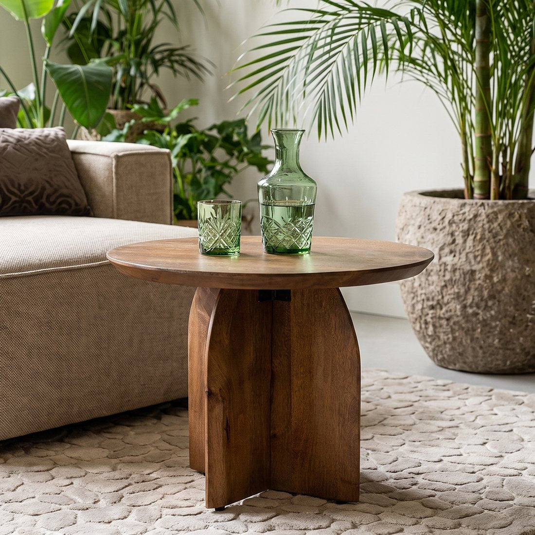 Bullnose bijzettafel mangohout Ø55 cm