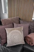 Stevig Canvas kussen taupe 45x45cm