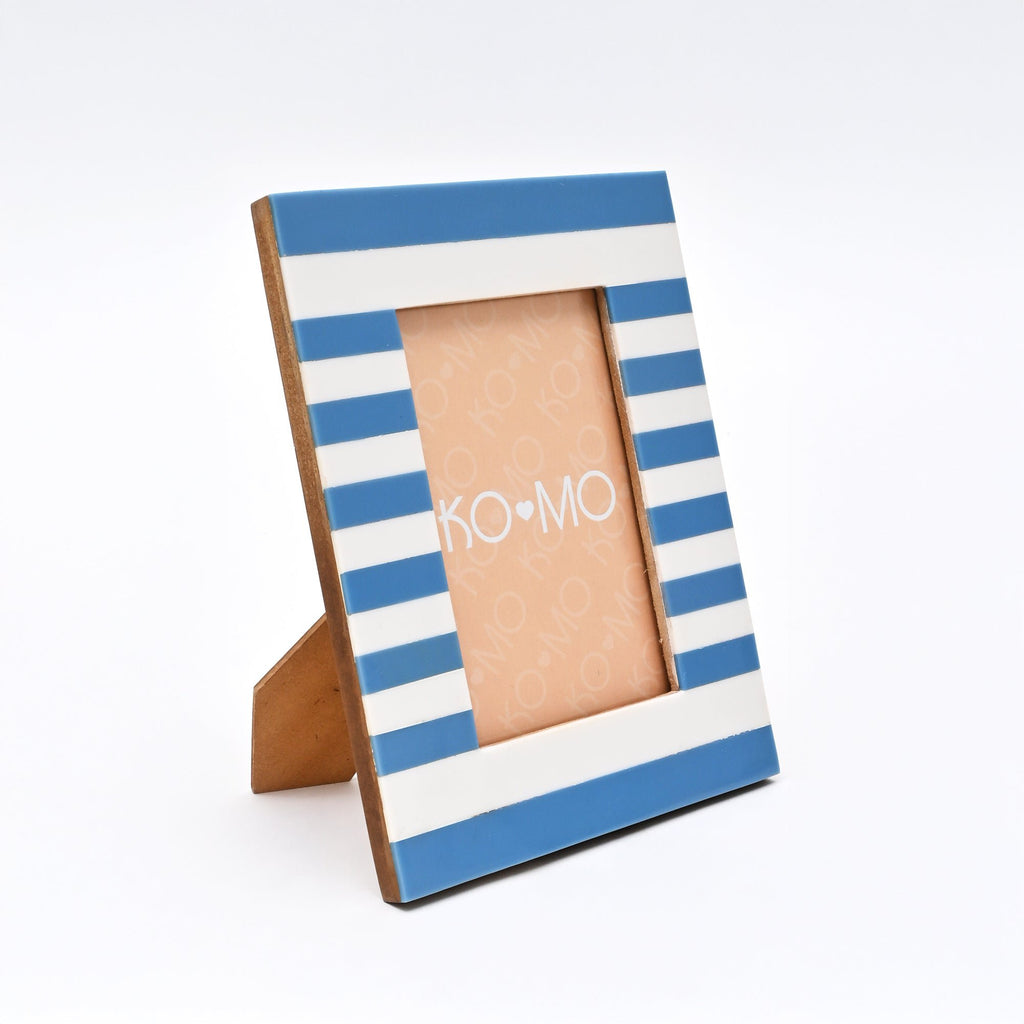 Blauw gestreept hars fotolijst 4 x 6 inch modern tafelblad
