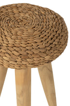 J-Line kruk Rond - hout/waterhyacint - naturel
