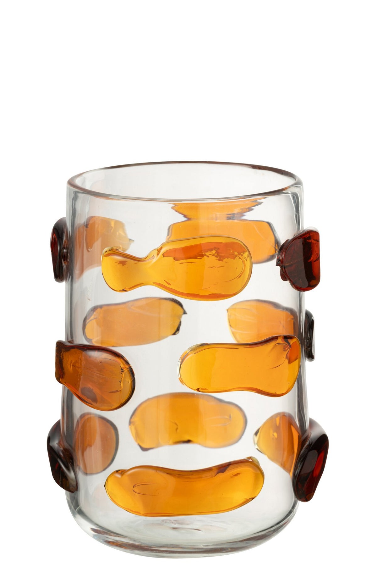 J-Line vaas Pebbles - glas - amber/transparant - small - Ø 17 cm
