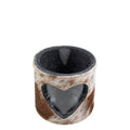 Windlicht koe hart bruin/wit 10cm