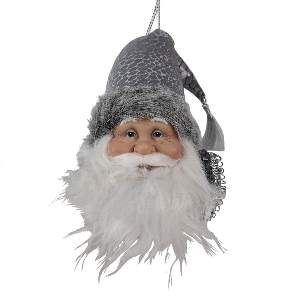 Kersthanger Kerstman 10x9x28 cm Grijs Kunststof Kerstboomversiering