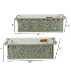 Mosgroene handgemaakte decoratieve mand van katoen – set van 2 stuks
