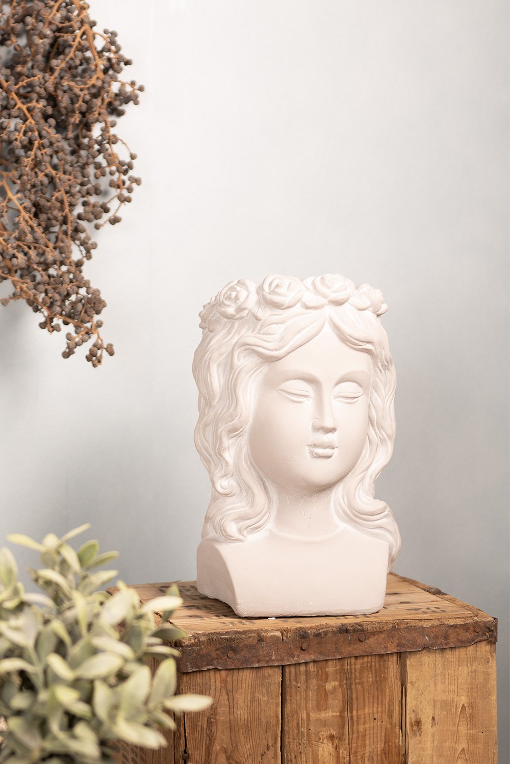 Bloempot Hoofd 20x17x30 cm Grijs Steen