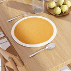 Eettafelmatten – geribbeld katoen, hittebestendig – 32 cm rond, set van 4