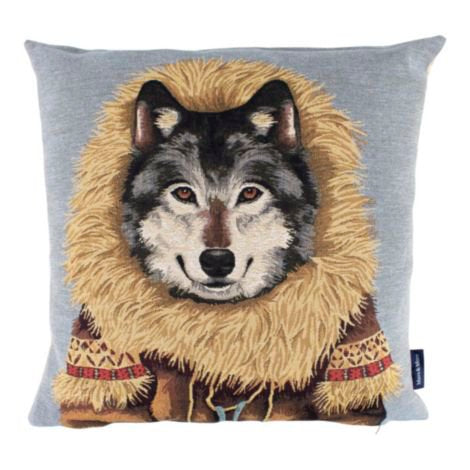 Gobelin kussen jas wolf 45x45cm