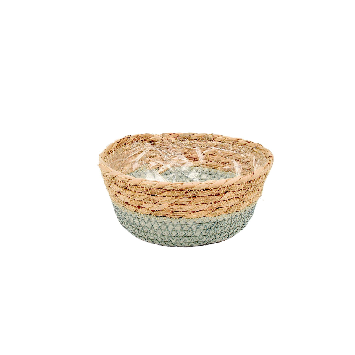 Stro mand met plastic 8x18/14cm naturel/groen