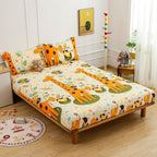 Tweepersoonslakenset voor kinderen - 180 TC microvezel - Babydierenprint, 2 kussenslopen