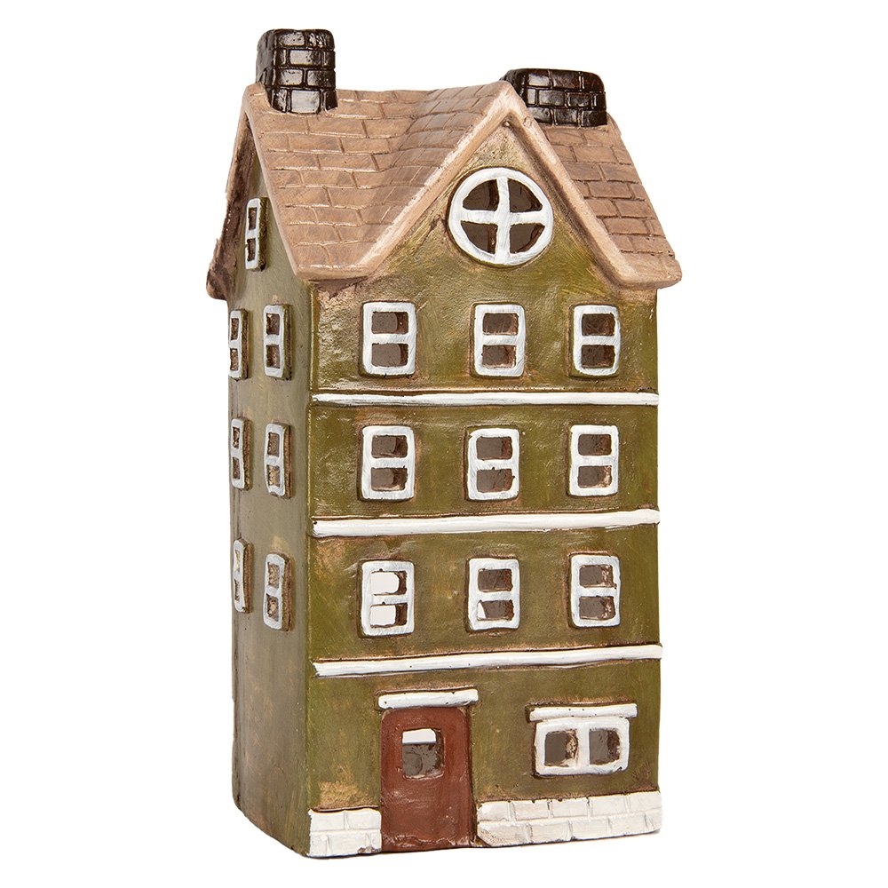 Waxinelichthouder Huis 20x17x39 cm Groen Keramiek