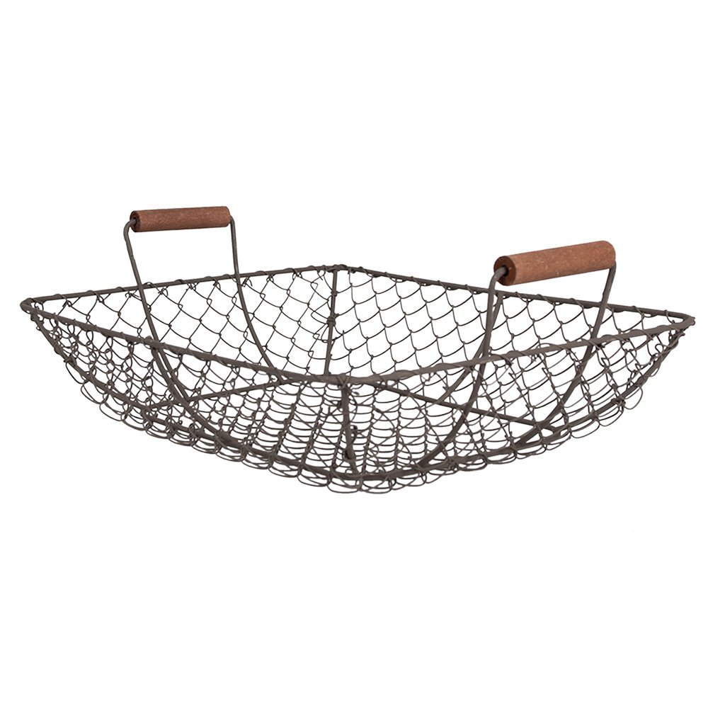 Opbergmand 32x26x12 cm Bruin Metaal Keuken Mandjes