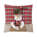 Sneeuwman kussen rood bruin 40x40cm