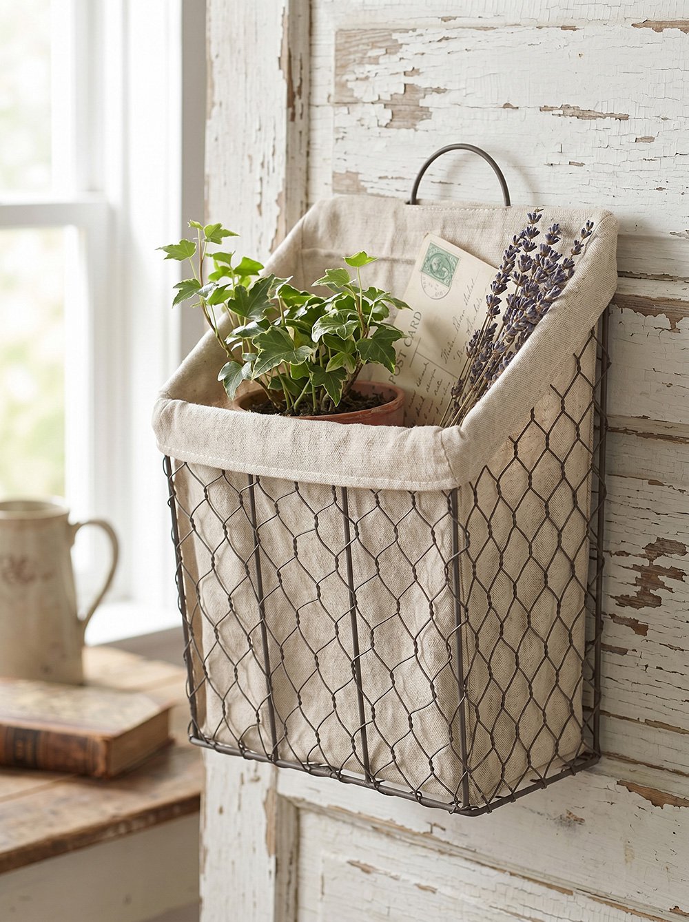 Opbergmand 23x9x37 cm Bruin Beige IJzer Mand
