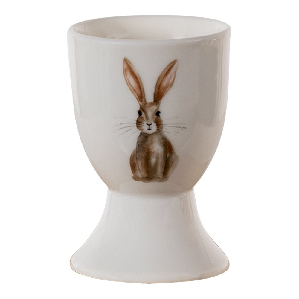 Eierdopje 40 ml beige bruin porselein konijn eierhouder