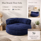 Blauwe Boucle vloerfauteuil – moderne loungezit