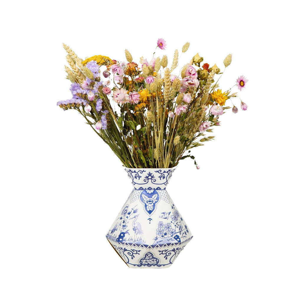 Gedroogde bloemen diy vaas - ‘Adriaan’ delft blauw
