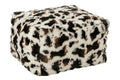 J-Line Poef met koeienmotief - polyester - wit/donkerbruin