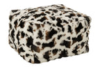 J-Line Poef met koeienmotief - polyester - wit/donkerbruin
