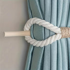 Gordijnhouders – Tie-Top Design – Massief hout, gebroken wit – Paar (2 stuks)