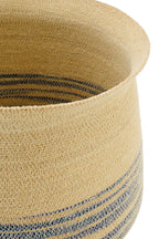 J-Line mand Gestreept - zeegras - naturel/blauw - set van 2