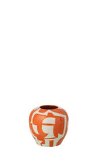 J-Line vaas Geometrisch - porselein - oranje/wit - S