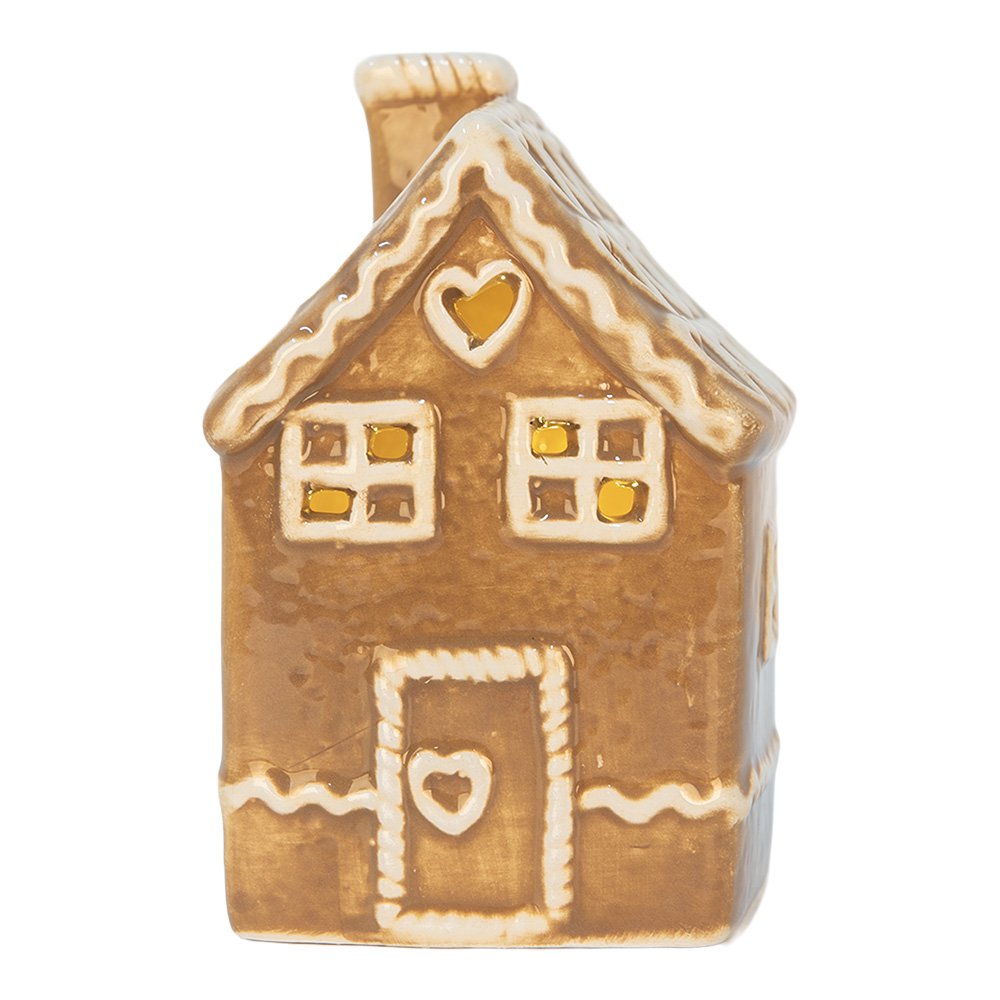 Gingerbread house met LED 7x7x11 cm Bruin Keramiek