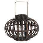 Windlicht Ø 34x23 cm Bruin Hout Kaarsenhouder